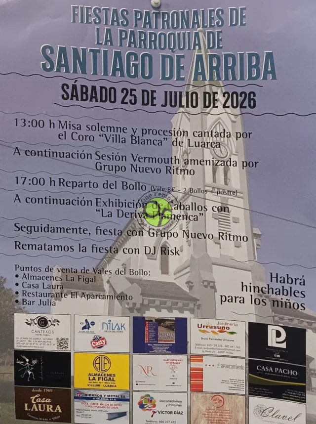Fiestas patronales de la parroquia de Santiago de Arriba 2026