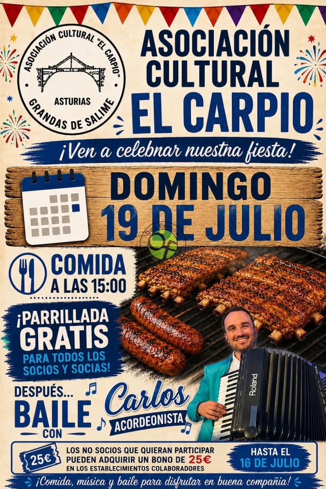 La Asociación Cultural El Carpio celebra su 25º aniversario con sabor a parrilla y mucho baile