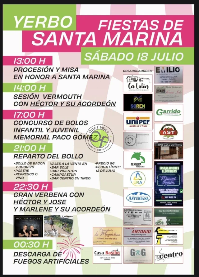Fiestas de Santa Marina 2026 en Yerbo