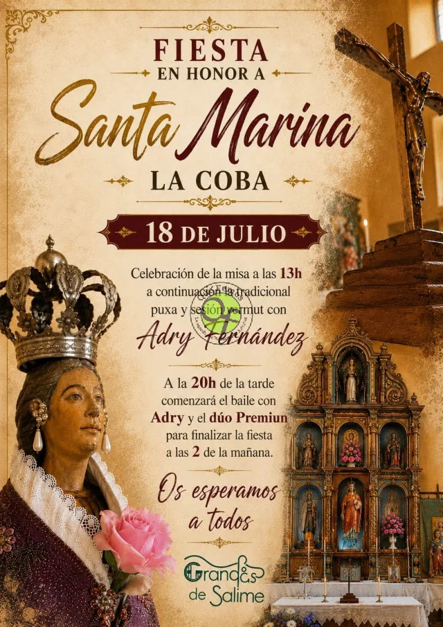 Fiestas de Santa Marina 2026 en La Coba