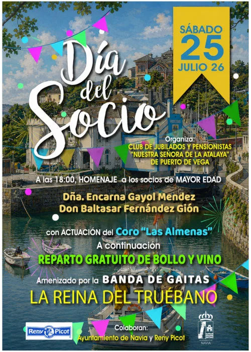 El Día del Socio del Club de Jubilados y Pensionistas de Puerto de Vega se celebra este sábado 25