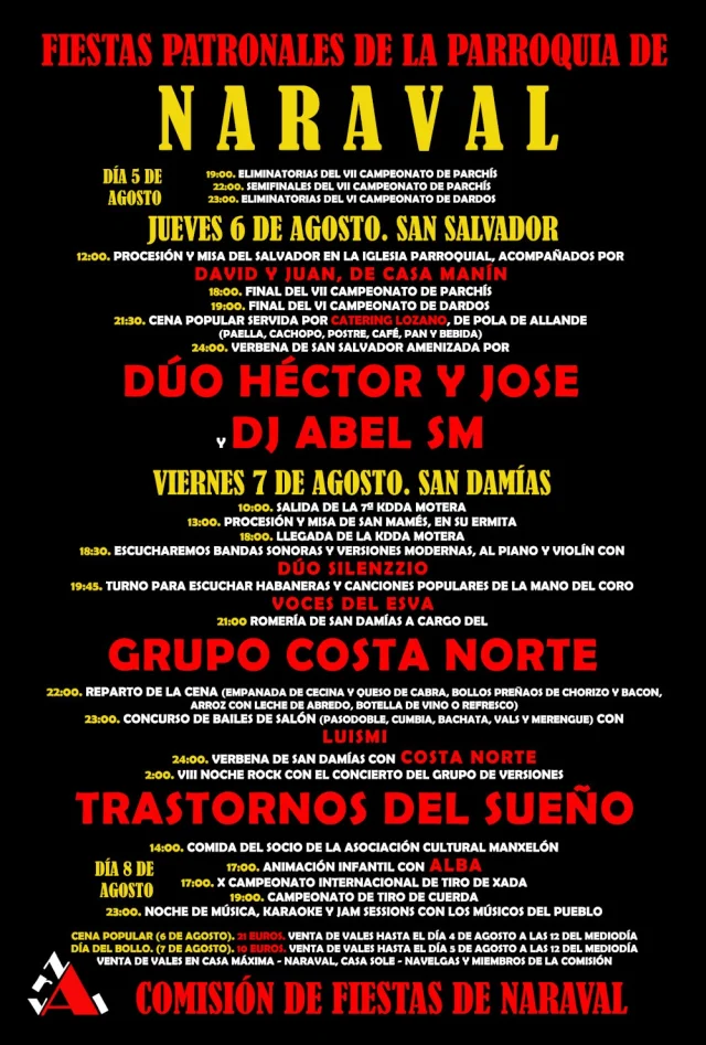 Fiestas de San Salvador y San Damías 2026 en Naraval