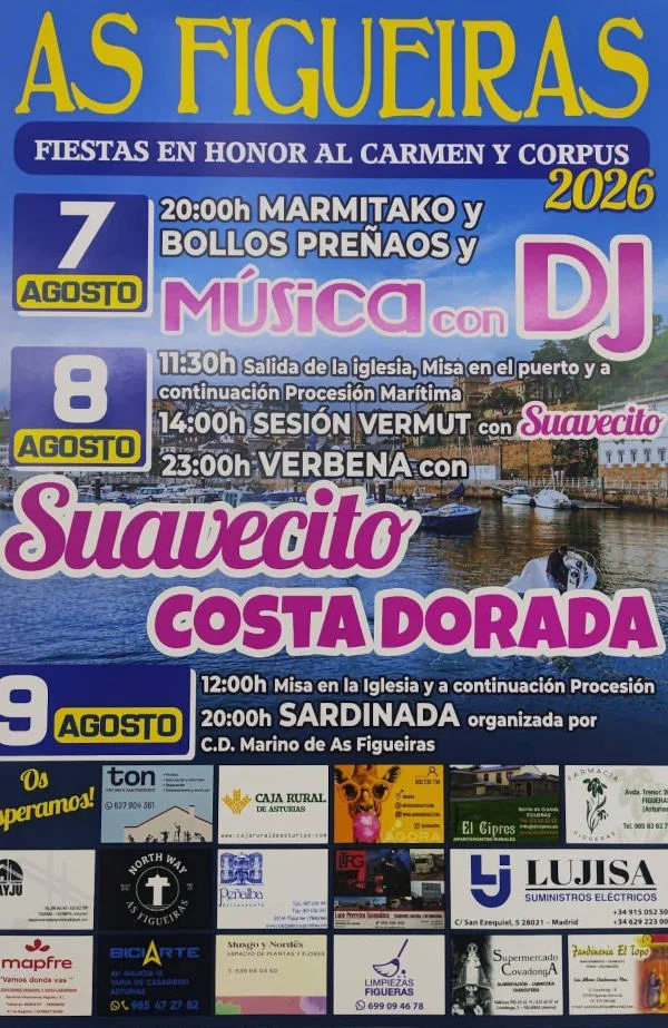 Fiestas del Carmen y Corpus 2026 en As Figueiras