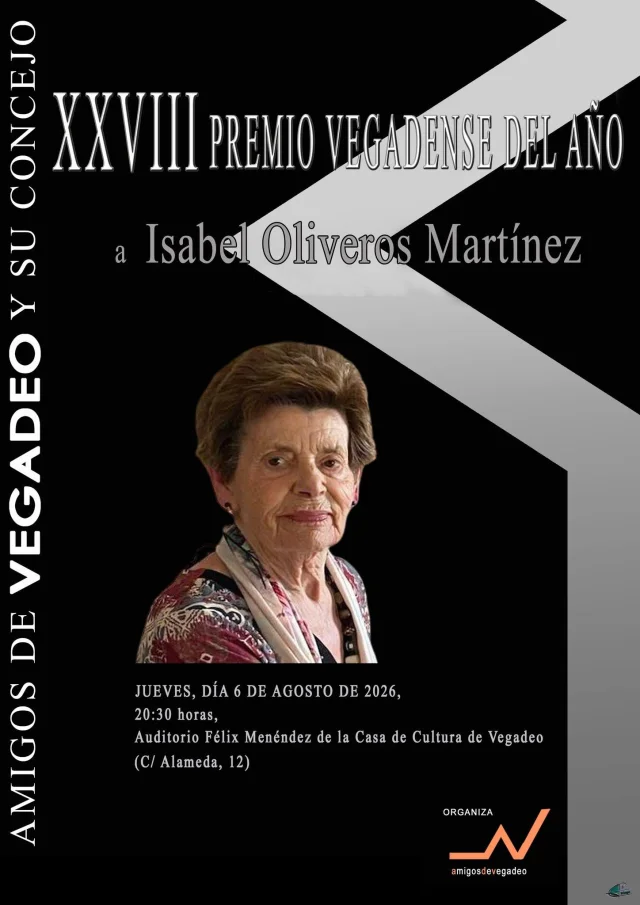 El próximo jueves se entrega el XXVIII Premio Vegadense del Año a Isabel Oliveros Martínez