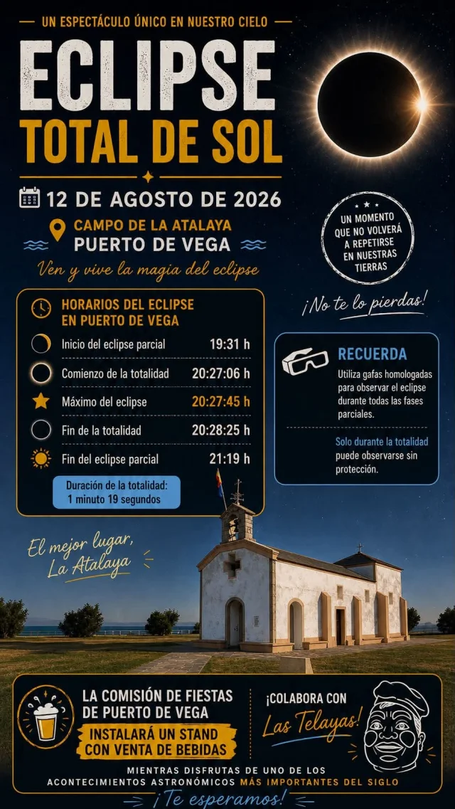 Vive el eclipse total de sol desde el Campo de la Atalaya en Puerto de Vega