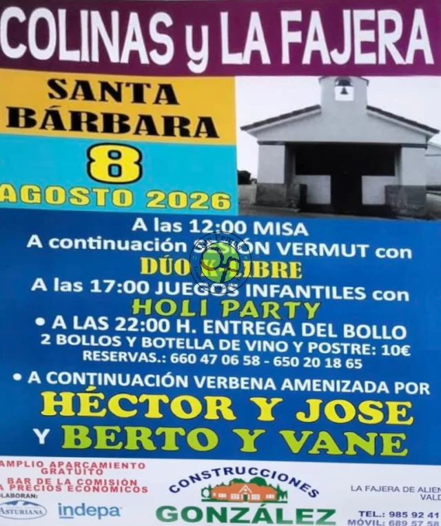 Fiestas de Santa Bárbara 2026 en Colinas y La Fajera