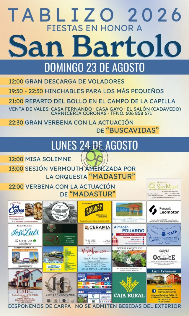 Fiestas de San Bartolo 2026 en Tablizo