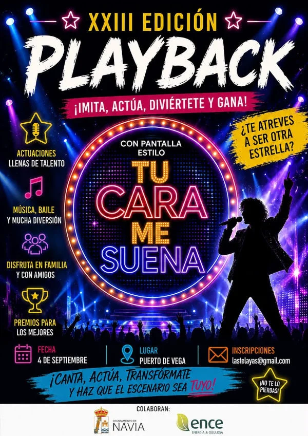 La XXIII edición del Playback en Puerto de Vega se celebrará el viernes 4 de septiembre