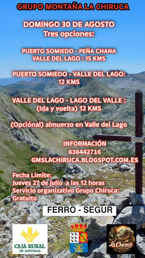 El Grupo de Montaña La Chiruca propone tres opciones de ruta por el entorno de Peña Chana y Valle del Lago
