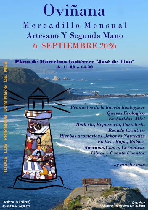 Mercadillo Mensual Artesano y de Segunda Mano de Oviñana: septiembre 2026