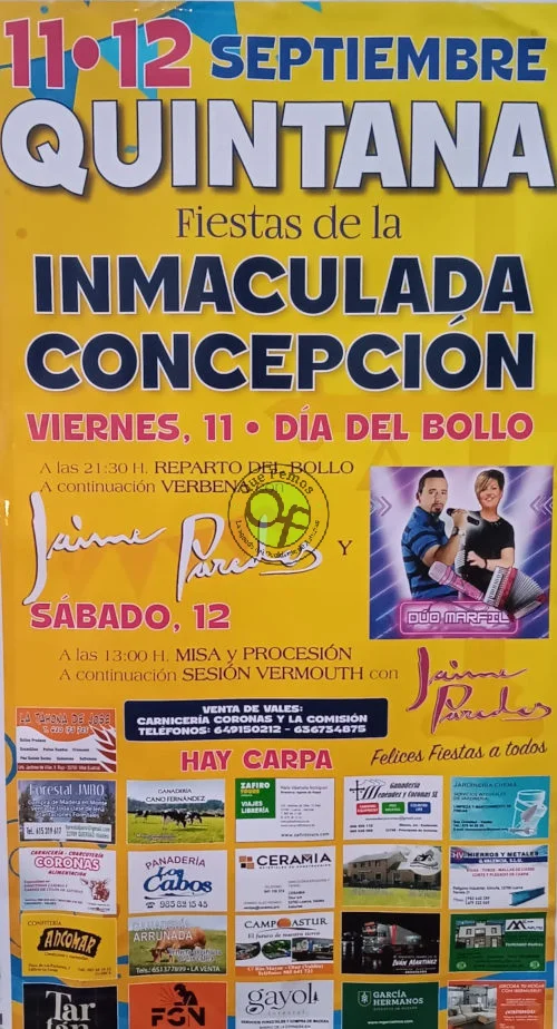 Fiestas de la Inmaculada Concepción 2026 en Quintana