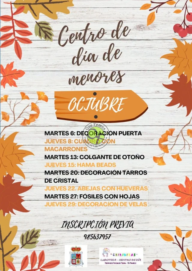 El Centro de Día de Menores de Tapia se llena de actividad durante el mes de octubre