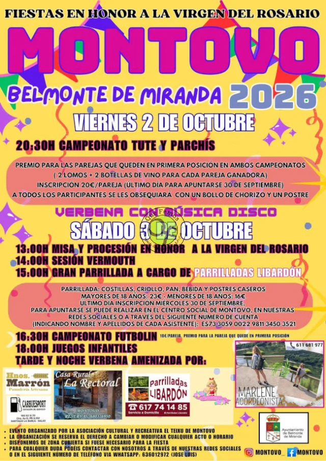 Fiestas del Rosario 2026 en Montovo