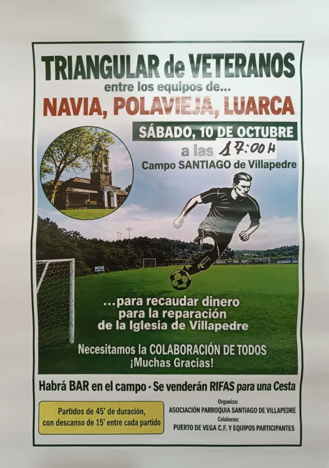 Triangular de Veteranos en Villapedre para recaudar fondos para la reparación de la iglesia